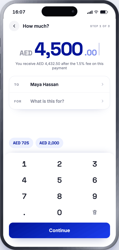 Amount entered