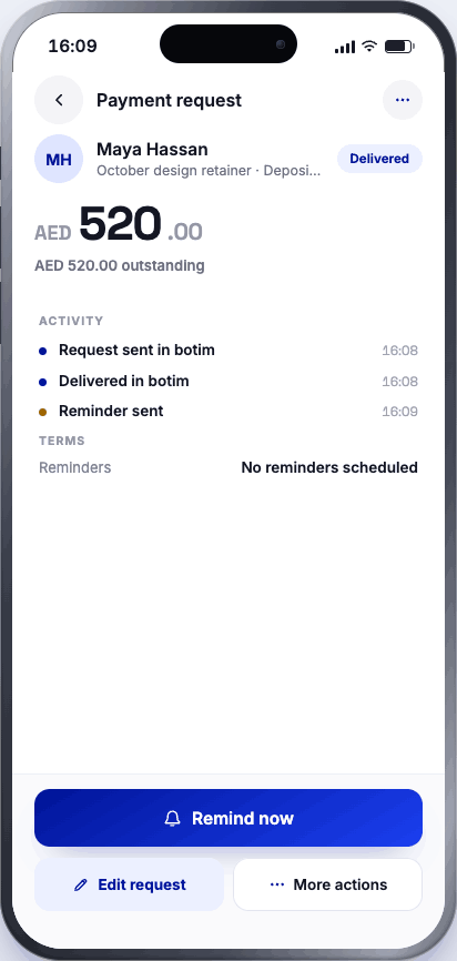 Reminder sent